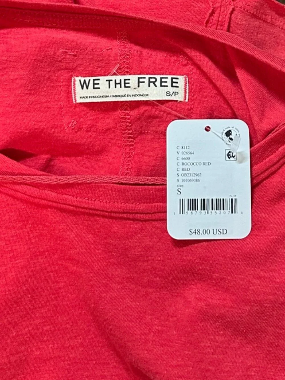 NWT Free People We The Free Nova Long Sleeve Tee in Rococco Red - Size Small